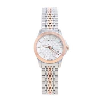 Gucci Mother of Pearl Two-Tone Stainless Steel G-Timeless YA126539 Women's Wristwatch 27 mm