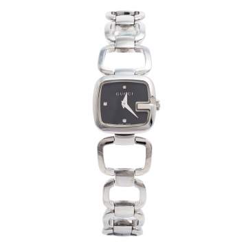 Pre Owned Gucci Black Stainless Steel G-Gucci YA125406 Women's Wristwatch 32 mm