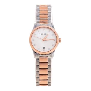 Pre Owned  Gucci Mother Of Pearl Two Tone Stainless Steel YA126544 Women's Wristwatch 27 mm