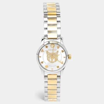 Pre Owned Gucci Silver Stainless Steel G-Timeless YA126596 Women's Wristwatch 27 mm