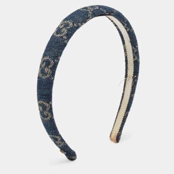 Pre Owned Gucci Blue GG Denim Headband 