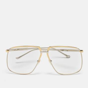 Pre Owned Gucci Gold/Silver Tone GG0365S Frame Square Sunglasses