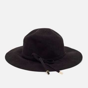 Pre Owned Gucci Black Rabbit Felt Wide Brim Hat M
