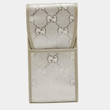 Pre Owned Gucci Silver GG Imprime Canvas Cigarette Case