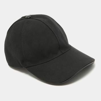 Pre Owned Cotton Black GG Embroidered Canvas Baseball Cap L