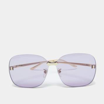 Pre Owned Gucci Gold Tone/Purple GG0355S Oversized Rimless Sunglasses