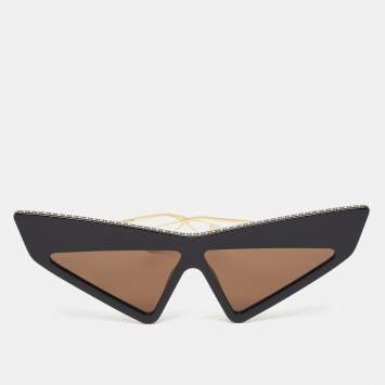 Gucci Black GG0430S Crystals Embellished Geometric Sunglasses
