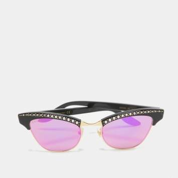 Gucci Black/Green Mirrored GG0153S Crystal Clubmaster Sunglasses