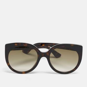 Pre Owned Gucci Tortoise Brown Gradient GG0325S Cat Eye Sunglasses