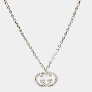 Pre Owned Gucci Interlocking G Sterling Silver Necklace
