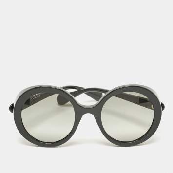 Pre Owned Gucci Black GG0376S Interlocking G Round Sunglasses