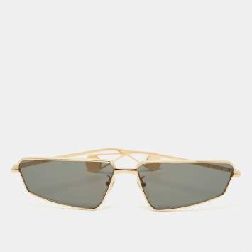 Pre Owned Gucci Black/Gold Tone GG0537S Rectangular Sunglasses