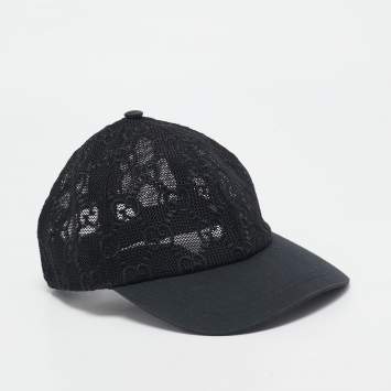 Pre Owned Gucci Black GG Motif Mesh Baseball Cap M