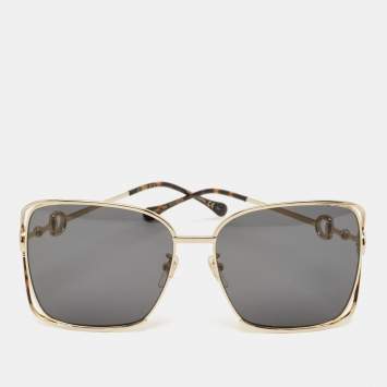 Pre Owned Gucci Black/Gold GG1020S Square Sunglasses
