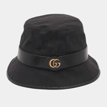 Pre Owned Gucci Black GG Supreme Canvas Bucket Hat M