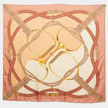 Pre Owned Gucci Horsebit Pink Silk Scarf