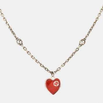 Gucci Heart Enamel Sterling Silver Necklace