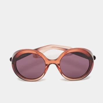 Pre Owned Gucci Brown/Purple GG0367S Frame Round Sunglasses