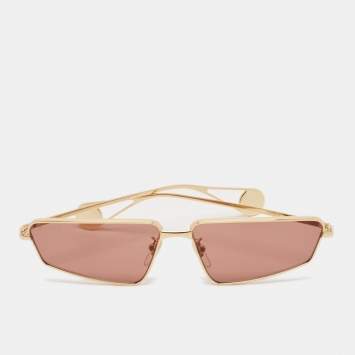 Pre Owned Gucci Gold/Red GG0537S Rectangular Sunglasses