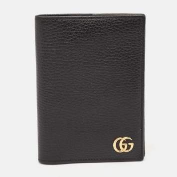Gucci Black Leather GG Marmont Passport Holder