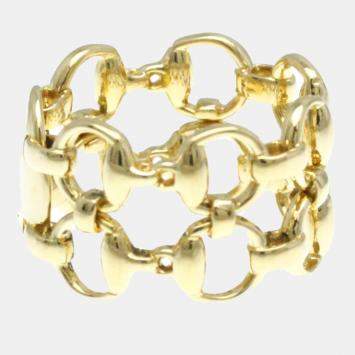 Pre Owned Gucci 18K Yellow Gold Horsebit Band Ring EU 53