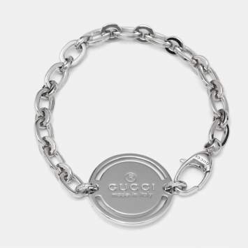 Gucci Disk Sterling Silver 925 Link Bracelet 17