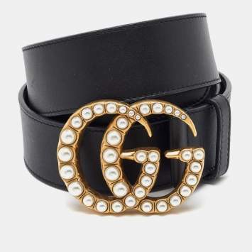 Gucci Black Elastic Band Crystal Double G Buckle Waist Belt Gucci Black Elastic Band Crystal Double G Buckle Waist Belt