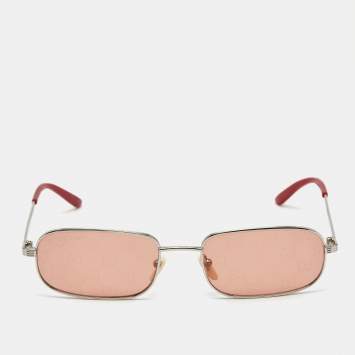 Gucci Red/Silver Tone GG1457S Rectangle Sunglasses