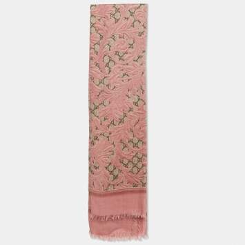 Gucci Pink GG Arabesque Modal Square Scarf 