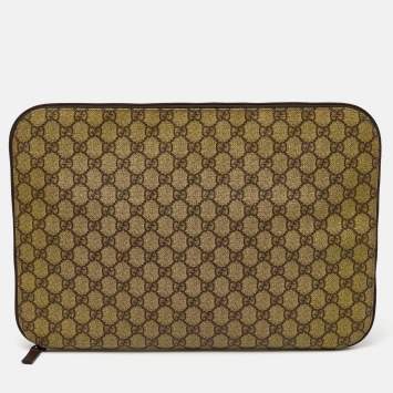 Gucci Beige/Brown GG Supreme Canvas Laptop Case