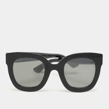 Gucci Black Acetate GG0208S Butterfly Sunglasses 