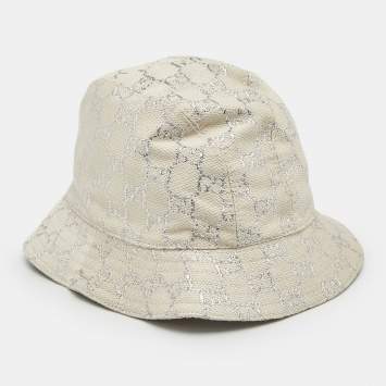 Gucci White GG Lamé Wool Bucket Hat M