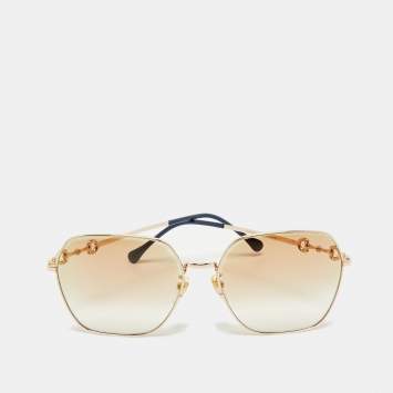 Gucci Gold Tone/Brown Gradient GG0882SA Square Sunglasses