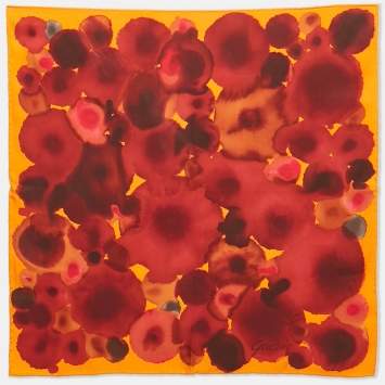 Gucci Orange Printed Silk Square Scarf 