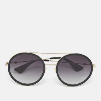 Pre Owned Gucci Black Gradient GG0061S Round Sunglasses
