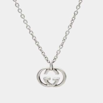 Pre Owned Gucci Interlocking G Sterling Silver Necklace