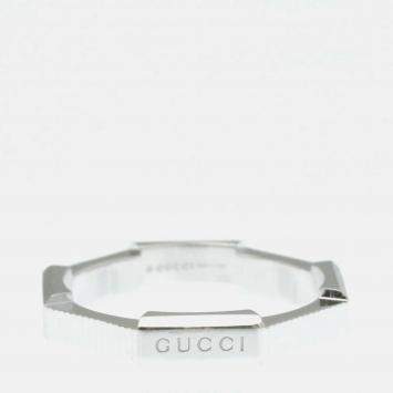 Pre Owned Gucci Link To Love Ring Silver 18K White Gold Fashion Band Ring 