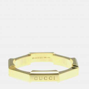 Pre Owned Gucci Link To Love Ring 18K Yellow Gold Fashion No Stone Band Ring EU 60