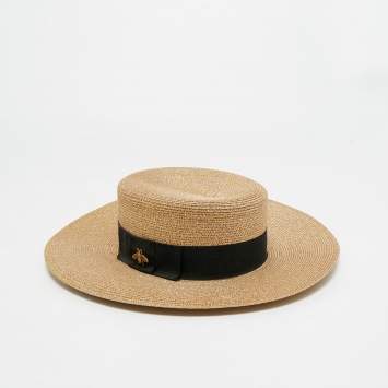 Pre Owned Gucci Gold Lame Papier Hat M/57 cm