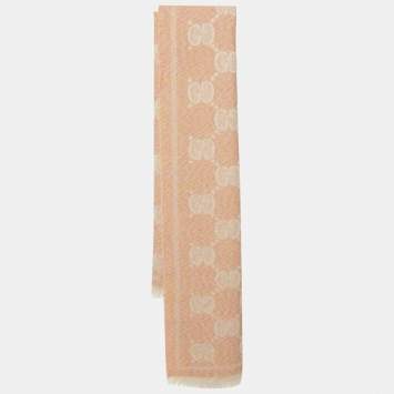 Pre Owned Gucci Orange Wool So Lady Moul Nest Scarf
