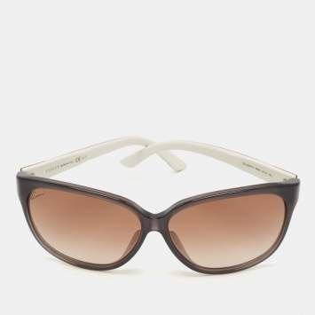 Pre Owned Gucci White/Brown Gradient GG 3551/F/S Interlocking G Oversized Sunglasses