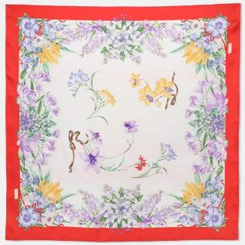 Pre Owned Gucci Multicolor Floral Print Silk Scarf