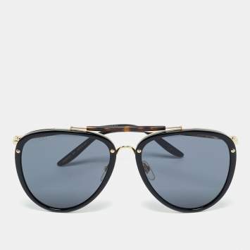 Pre Owned Gucci Black GG0672S Aviator Sunglasses
