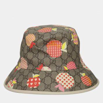 مملوكة مسبقًا Gucci Brown GG Supreme Les Pommes Bucket Hat