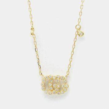 Pre Owned قلادة غوتشي جي جي لوجو ألماس ذهب أصفر عيار 18 مرصعة بالألماس