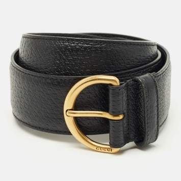مملوكة مسبقًا Gucci Buckle 95 CM Belt Black Leather
