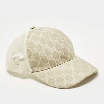 مملوكة مسبقًا Gucci Beige GG Coated Canvas and Mesh Baseball Cap M