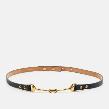 Pre Owned Gucci Horsebit XS Waist Belt Black Leather 