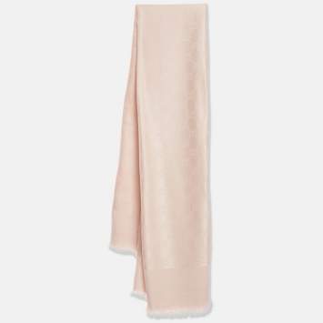 مملوكة مسبقًا Gucci Light Pink GG Cotton Silk Jacquard Shawl