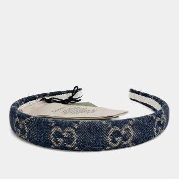 Pre Owned Gucci Blue Denim Hairband